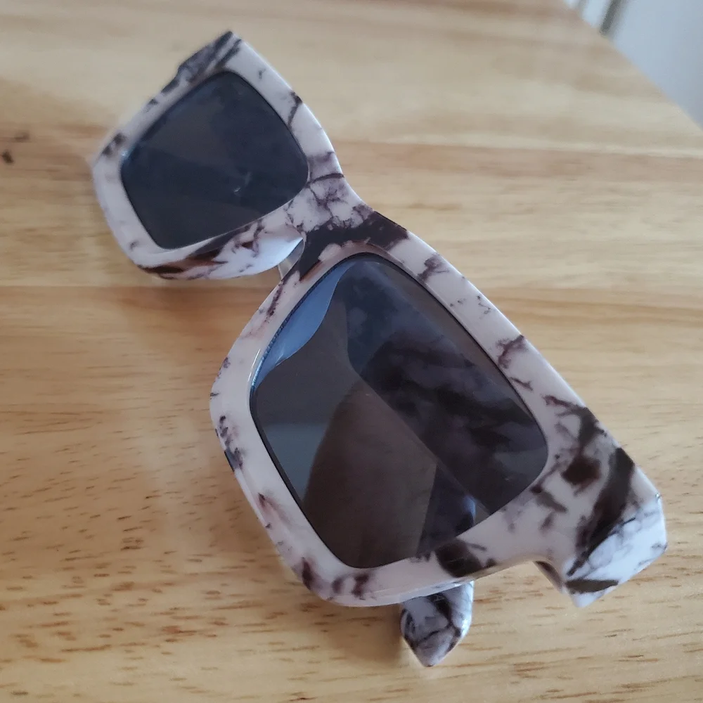 Unbranded Marble Thick frame Square Sunglasses UV 400 Protection Retro NWOT